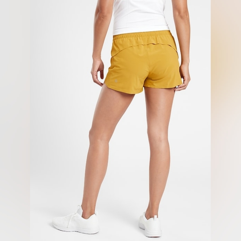 Athleta Hustle 3 Short 1X Yellow Running Athletic Elastic Waist Active EUC - Picture 2 of 7